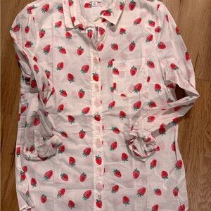 J. Crew  Button Down Shirt with Red Strawberry Print